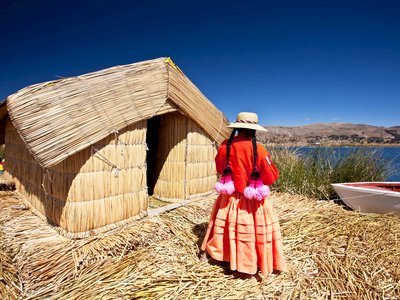 Local people - Uros floating village, Titicaca lake, Peru