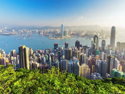 Hong Kong city skyline from Victoria peak