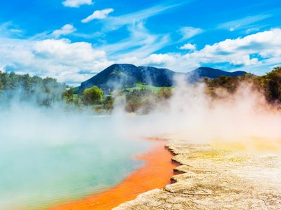 Geothermal pools in Wai-O-Tapu park, Rotorua, New Zealand