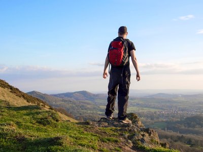 A lone hiker, Worcestershire Beacon, Malvern Hills