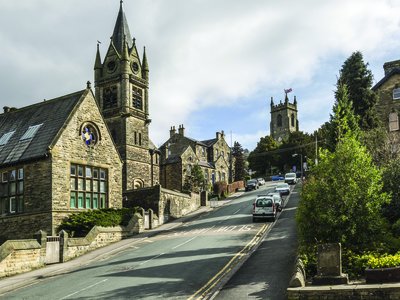 Churches on main road at Pateley Bridge, North Yorkshire, England, UK