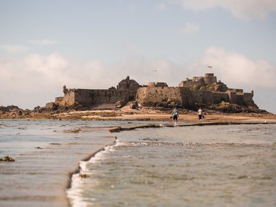 Walking towards Elizabeth Castle, Jersey