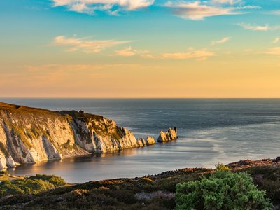 The Needles Isle during sunset, coastal edge of Isle of Wight, England, UK
