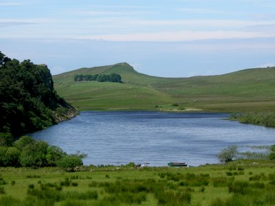 Crag Lough inland lake viewed from the east, southern edge of Northumberland National Park near Hadrian's wall, England
