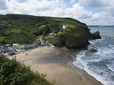 High top-down view of Llangrannog Beach, Ceredigion