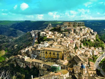 Aerial Shot of Ragusa Ibla, Montalbano, Sicily