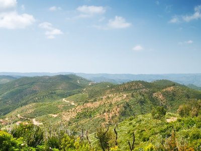 Mountainous green landscape of Algarve, Portugal