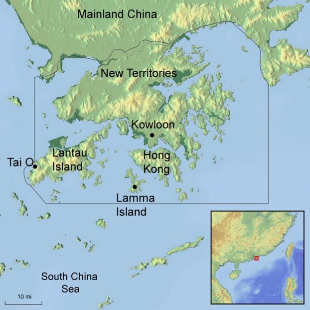 Map Graphic showing Hong Kong and surrounding area from Ramble Worldwide walking holiday Discover The Real Hong Kong