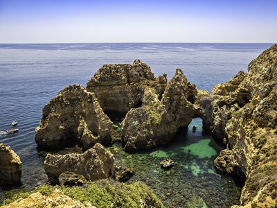 Unique rock formations at Ponta da Piedade, coast of Algarve, Portugal