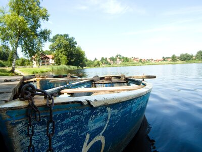 Docked boat, Ammergauer Alpen Soier See Lake (Daniela Bl+Âchinger)