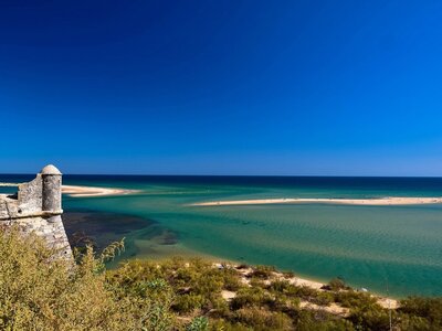 Portuguese coast in fishing village of Cacela Velha, Algarve, Portugal