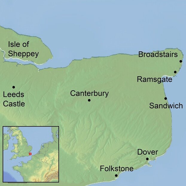 Ramble Worldwide Map Graphic for Canterbury & Kent Walking Holiday