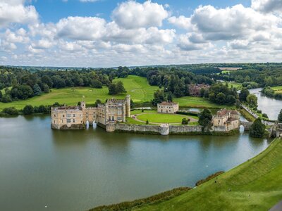 Aerial view of Leeds Castle, Kent, England, UK