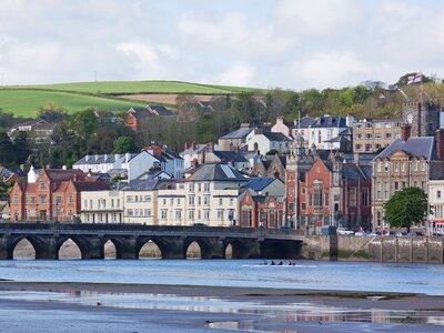 The river Torridge and Bideford Bridge in North Devon UK