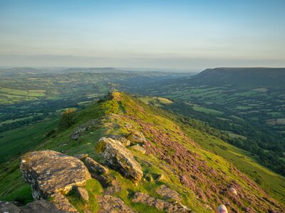 Ridgeline of the black mountains and surrounding landscape in Herefordshire