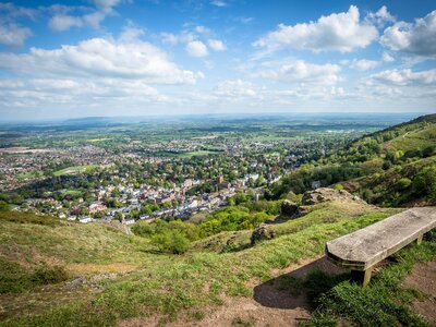 Great Malvern viewed from the hills, Worcestershire, UK