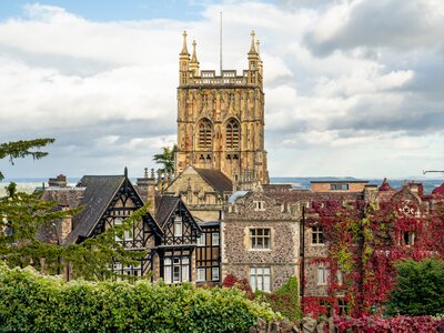 Malvern Priory in Great Malvern, Worcestershire, England, UK