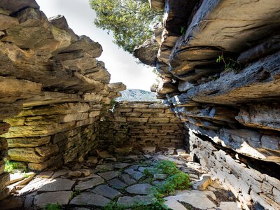 The Drakospita Dragon Houses ancient stone constructions in the mountains of south Evia island, Greece