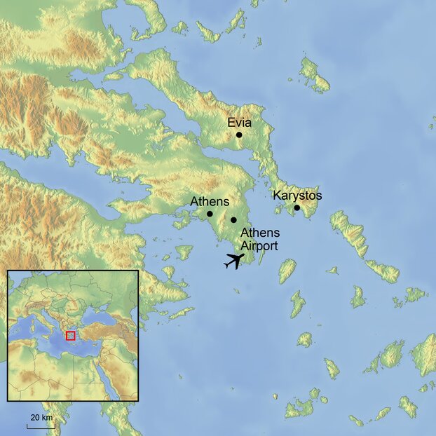 Ramble Worldwide map graphic of Greek islands and surrounding area for walking holiday A Greek Experience