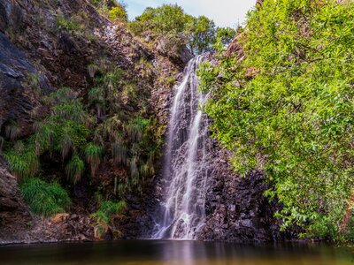 Close view of waterfall of the Virgin in Tolox, Malaga, Andalusia, Spain