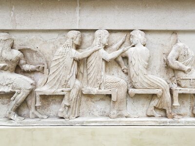 Greek wall art, Delphi Archaeological Museum, Phosis, Delphi, Greece