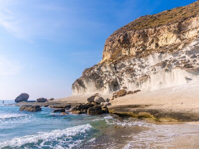 Cala de Enmedio in the natural park of Cabo de Gata, Nijar, Andalucia. Spain, Mediterranean Sea