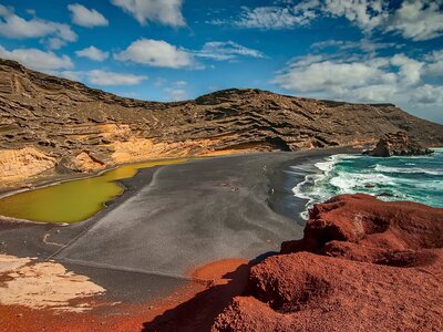 El Golfo green lagoon, Lanzarote, Spain