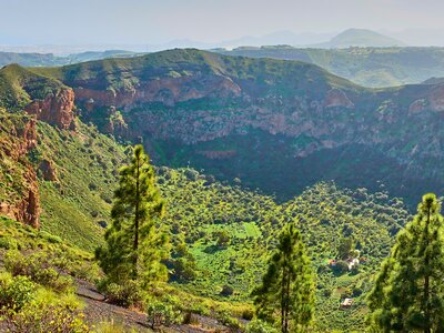 Volcanic crater Bandama Crater, Pico de Bandama, Gran Canaria, Spain