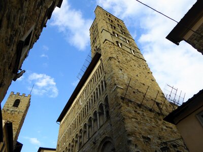 Low angle shot of Pieve di Santa Maria Church in Arezzo, Italy