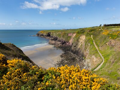 Caerfai Bay near St Davids, Coast National Park, Pembrokeshire, West Wales, UK