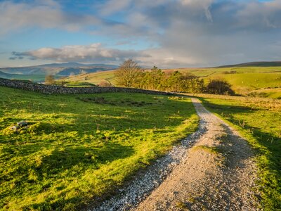 Countryside landscape of Settle on sunny day, Craven district of North Yorkshire