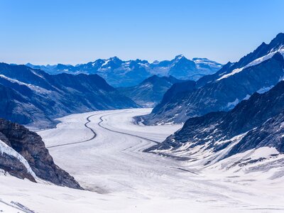 Aletsch glacier - ice landscape in Alps of Switzerland, Europe