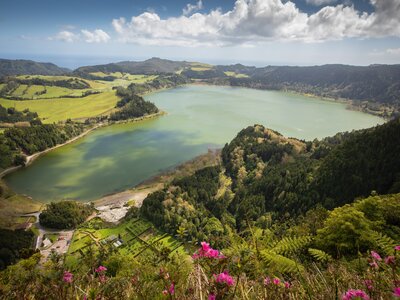 Lagao do Furnas, View from Pico do Ferro, Sao Miguel, Azores, Portugal