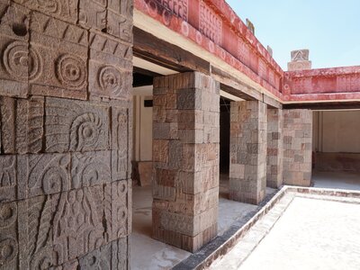 Courtyard of the Palacio de Quetzalpapálotl at the Teotihuacán archaeological complex in San Juan Teotihuacán, Mexico