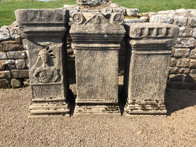 Roman fort Temple of Mithras near Hadrian's Wall in Carrawburgh, Northumberland, UK