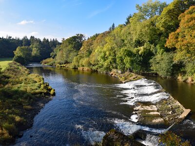 Beam weir on the River Torridge viewed from Tarka Trail