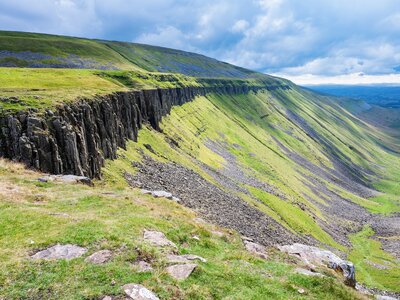 High cup Nick, U shaped valley in North Pennines Area of Outstanding Natural Beauty, Cumbria, England