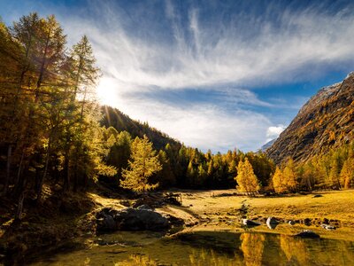 Clear water of an alpine pond in Saas Almagell, Valais, Switzerland