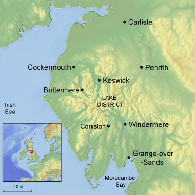 Ramble Worldwide map graphic of Lake District, Buttermere, and surrounding area for walking holiday Wainwright Bagging Weekend Adventure inspired by Alfred Wainwright