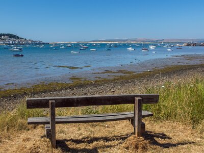 Bench with scenic view of Instow and Appledore in North Devon, England