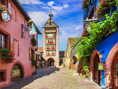 Famous vine route - Romantic road, Riquewihr, Alsace, France