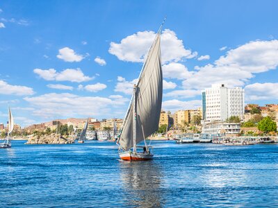 Traditional felucca sailboat in River Nile, Egypt