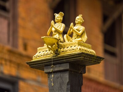 Detail of a small statue in a temple of Bazaar Street, Bandipur, Nepal