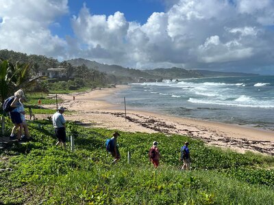 walking down to beach, Barbados
