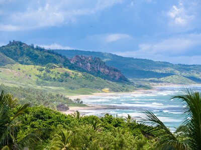 Rock formation on the beach of Bathsheba, East coast of island Barbados, Caribbean Islands