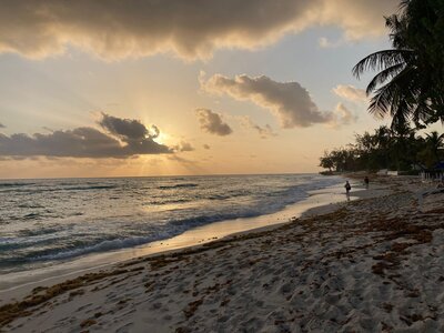 Barbados beach walk sunset