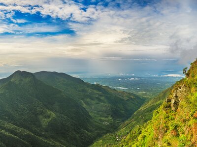 Vast mountainous landscape view from World's End at morning, Horton Plains, Sri Lanka