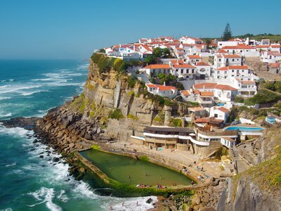 View of the touristic village of Azenhas do Mar in Portugal
