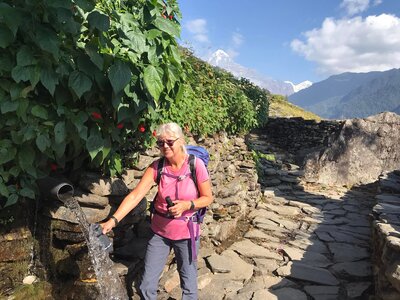 Avril McAllister filling up water bottle
