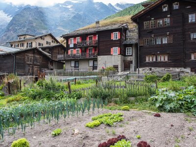 Village in valais switzerland with historical buildings, Saas Fee, Saas valley